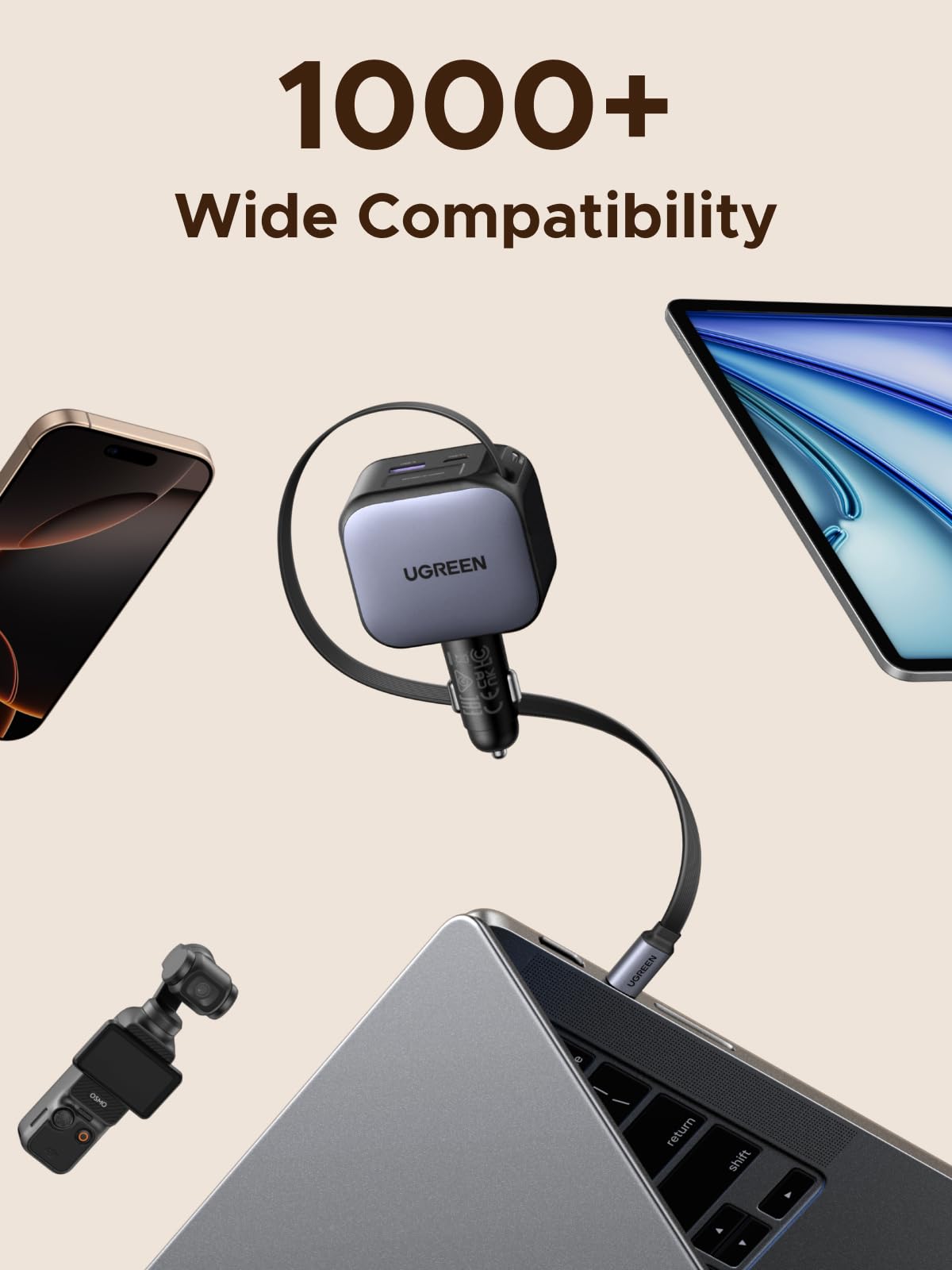 UGREEN US Retractable USB Car Charger