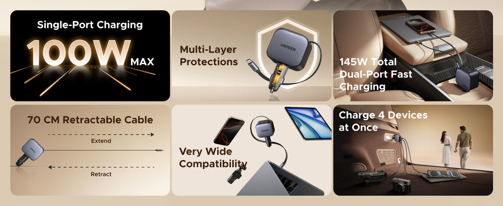 UGREEN US Retractable USB Car Charger