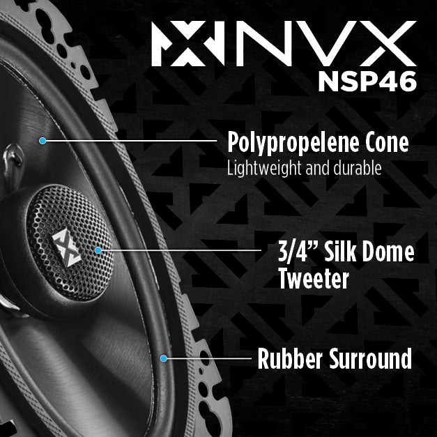 NVX 4x6-Inch Coaxial Car Speaker Pair