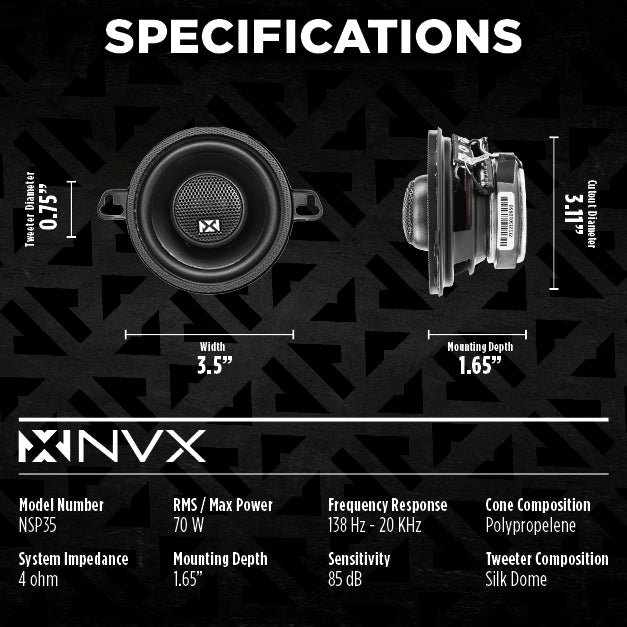 NVX 3.5-Inch Coaxial Car Speakers