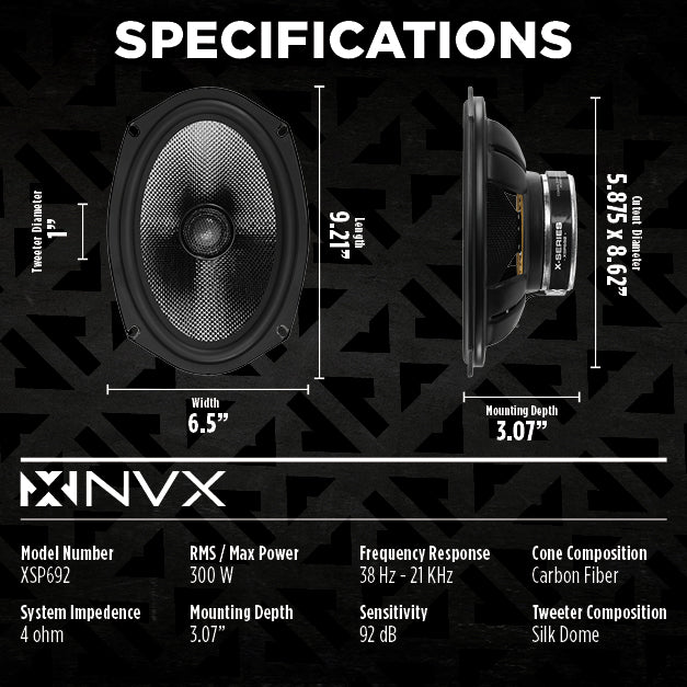 NVX 6x9-Inch Coaxial Car Speakers