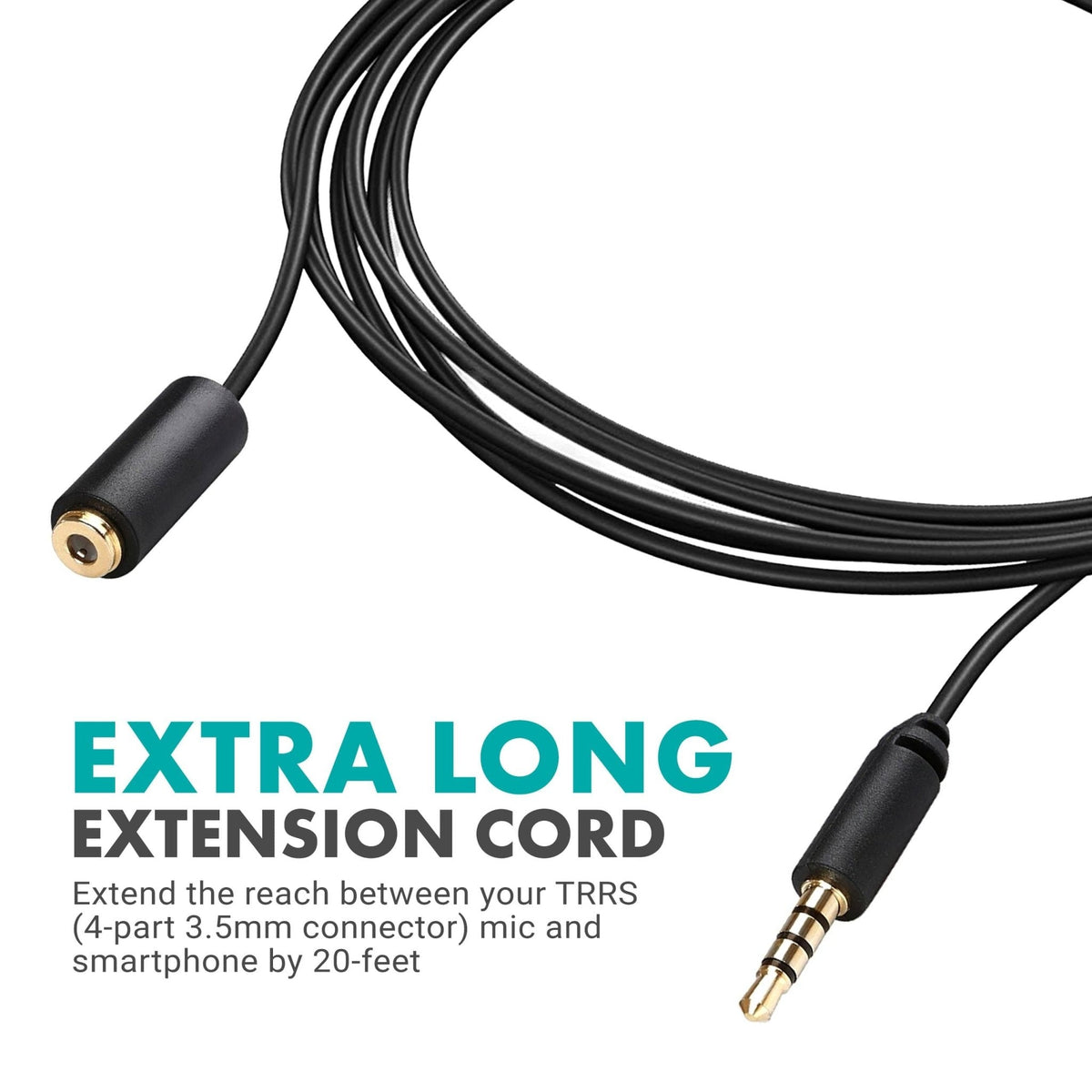 Movo TRRS Microphone Extension Cable