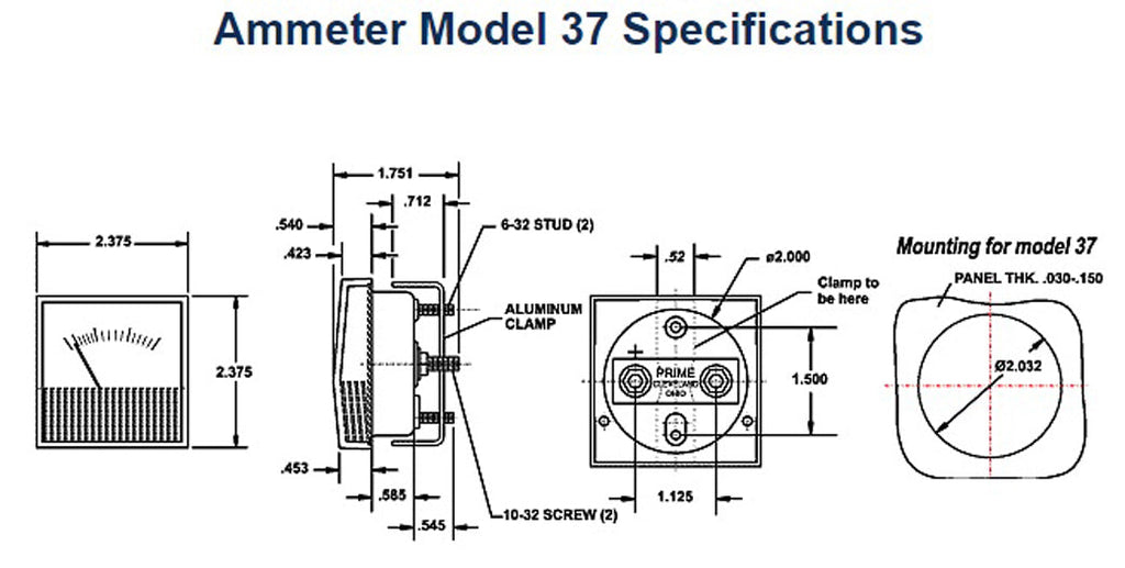 Power Forged® Heavy-Duty DC Panel Ammeter