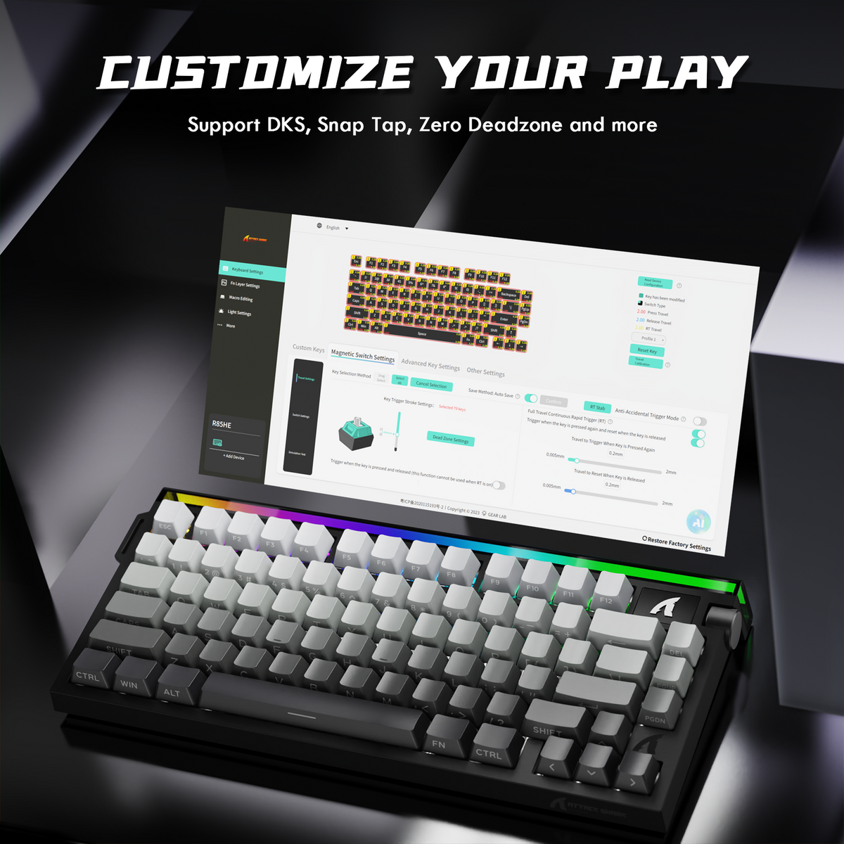 ATTACK SHARK Wired Hall Effect Keyboard