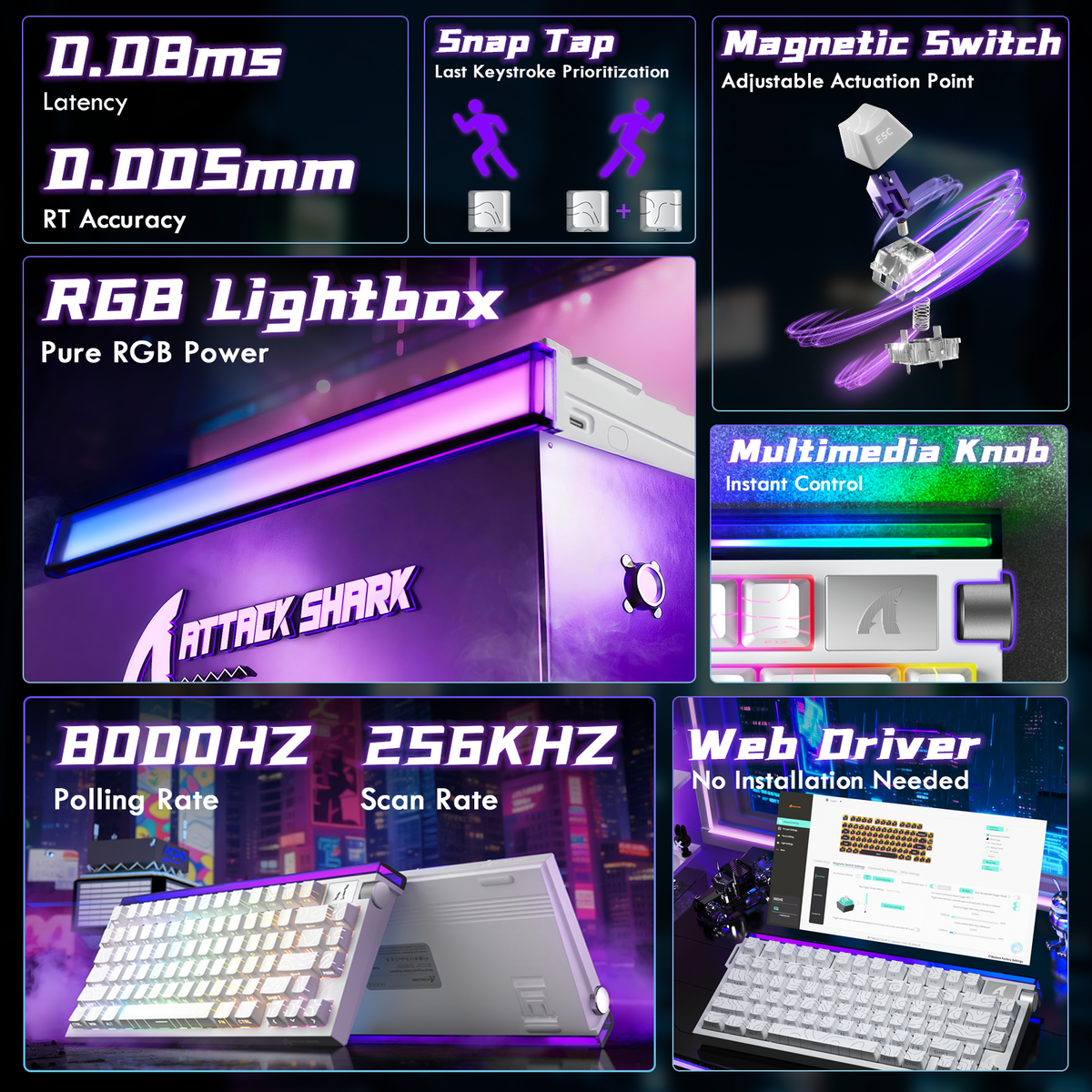 ATTACK SHARK Wired Hall Effect Keyboard