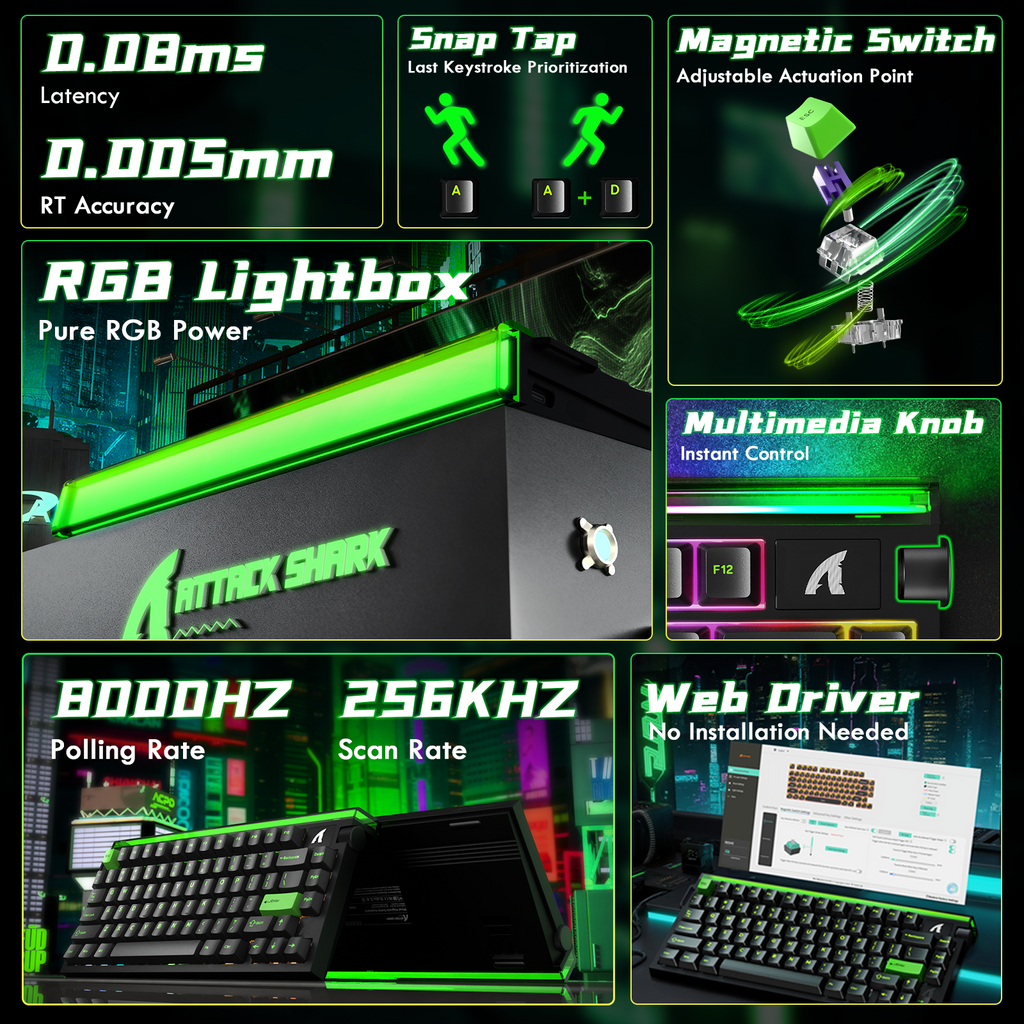 ATTACK SHARK Wired Hall Effect Keyboard