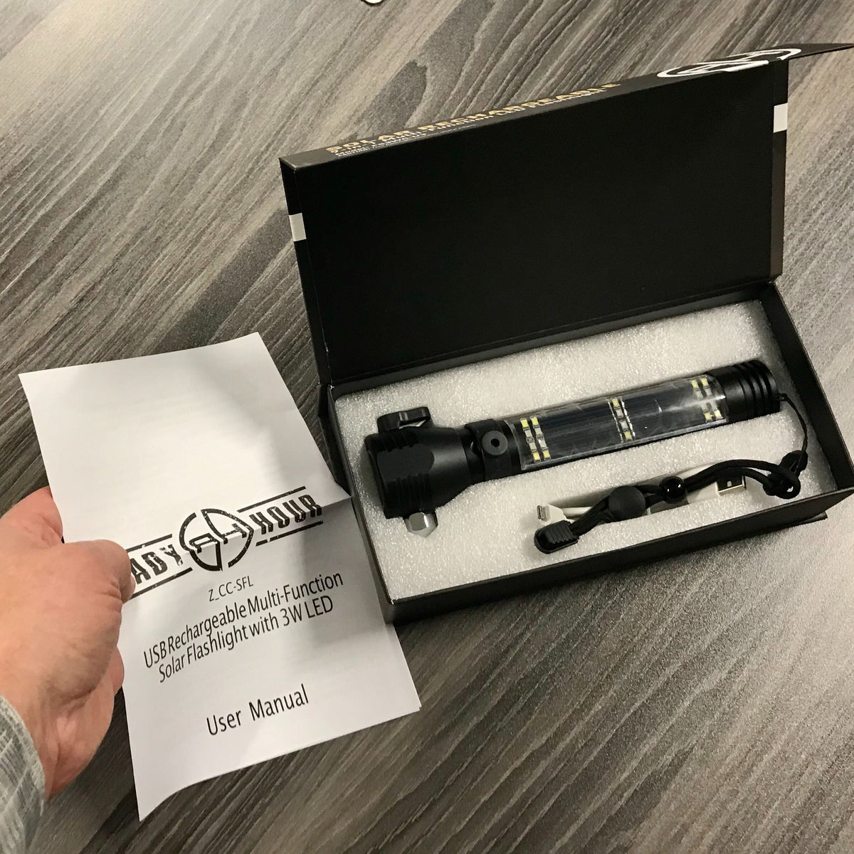 Ready Hour Gear Solar Rechargeable Flashlight
