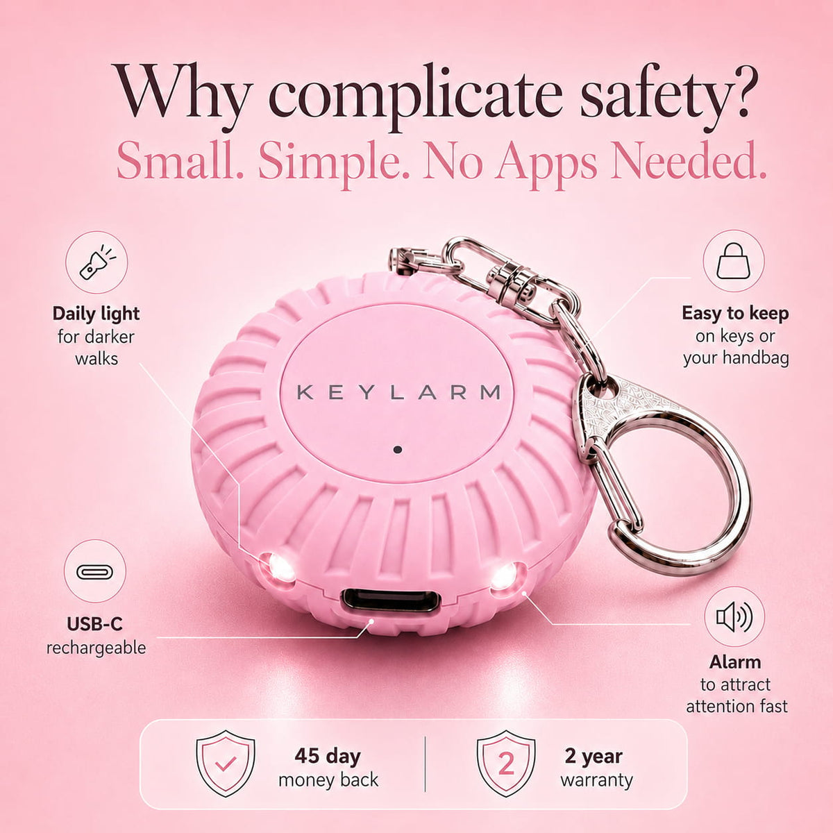 KEYLARM Rechargeable Personal Safety Alarm