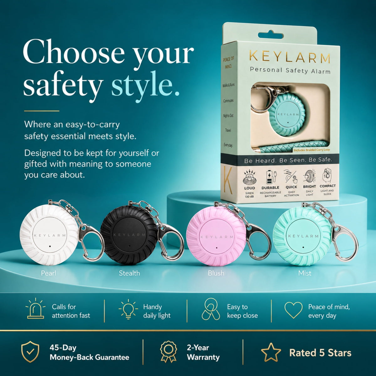 KEYLARM Rechargeable Personal Safety Alarm