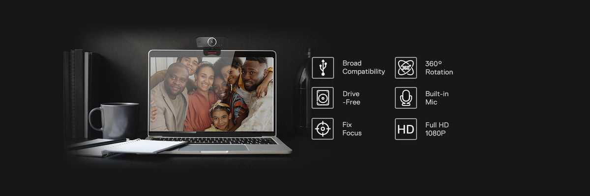 Redragon 1080p USB Fixed-Focus Webcam