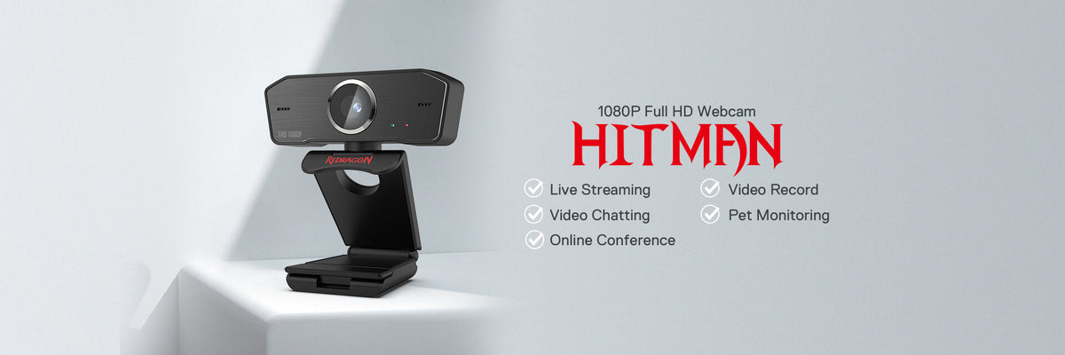 Redragon 1080p USB Fixed-Focus Webcam