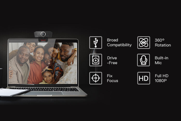 Redragon 1080p USB Fixed-Focus Webcam