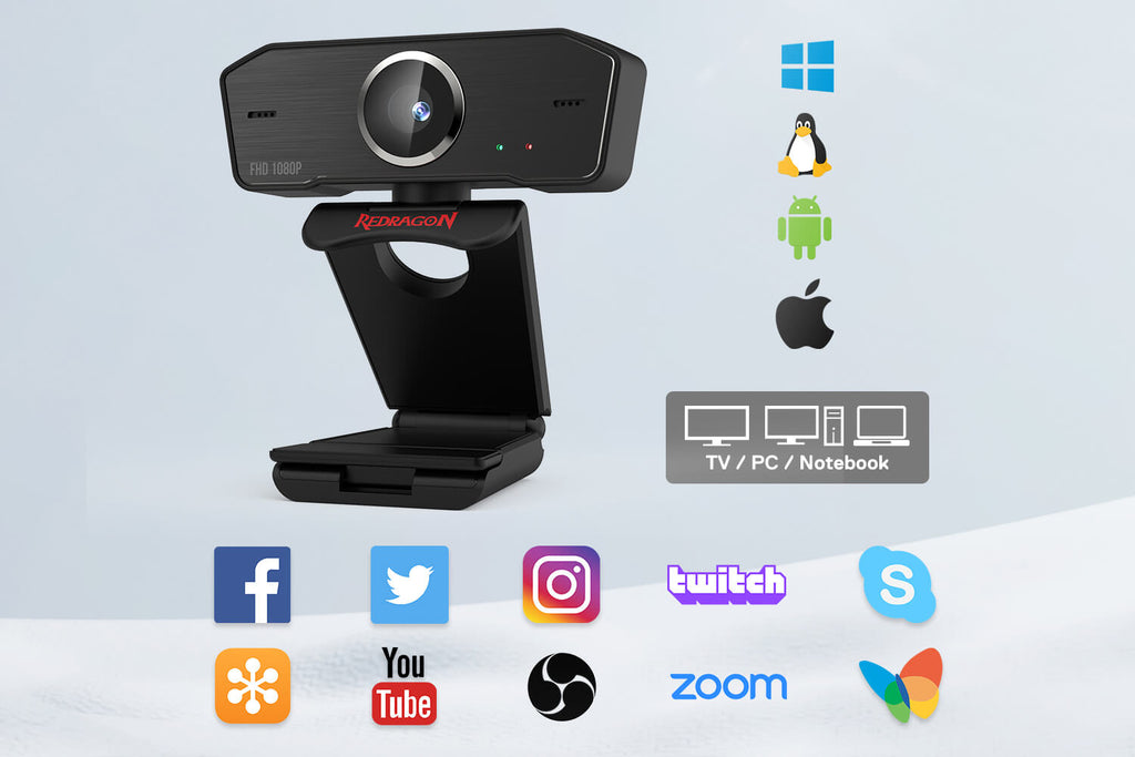 Redragon 1080p USB Fixed-Focus Webcam