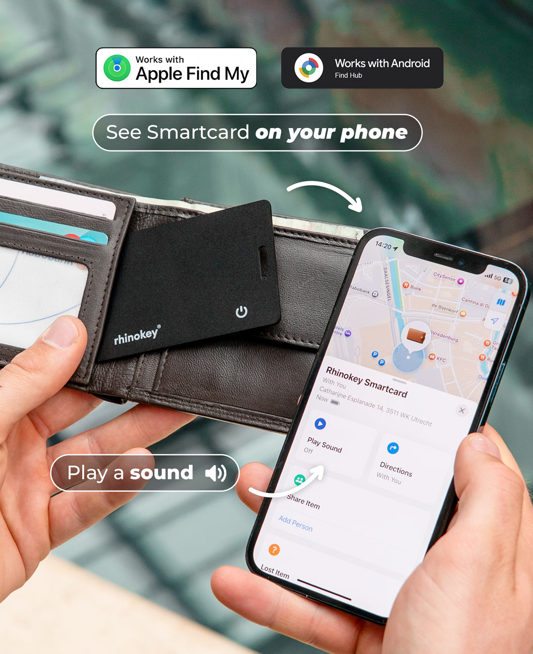 Rhinokey® Rechargeable Wallet Tracker Card