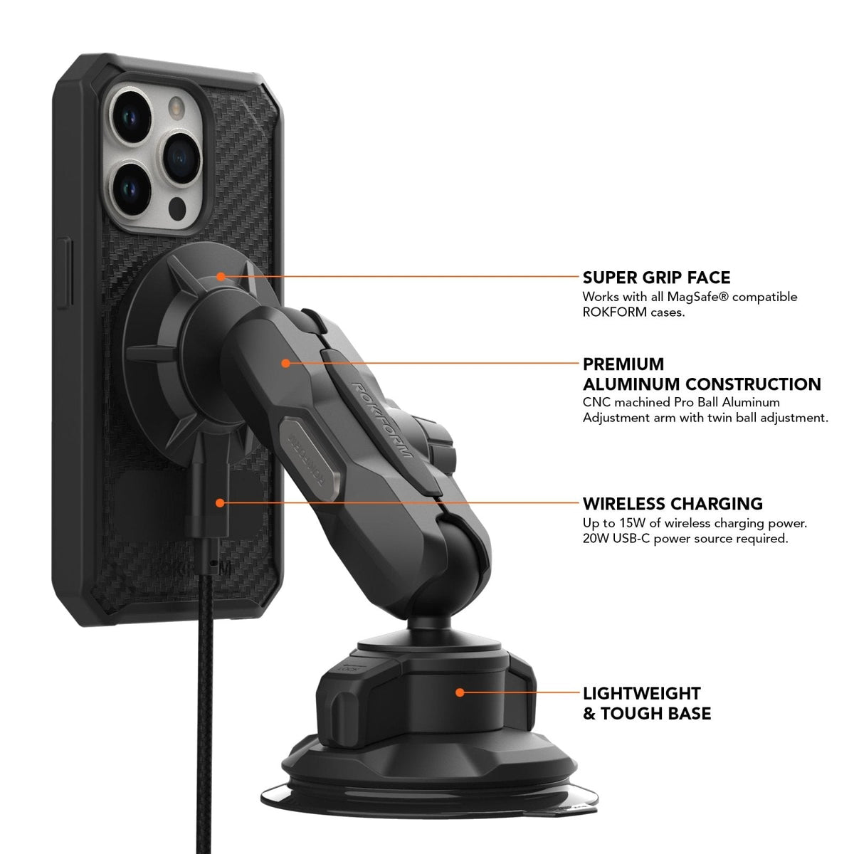 Rokform Magnetic Wireless Windshield Car Charger Mount