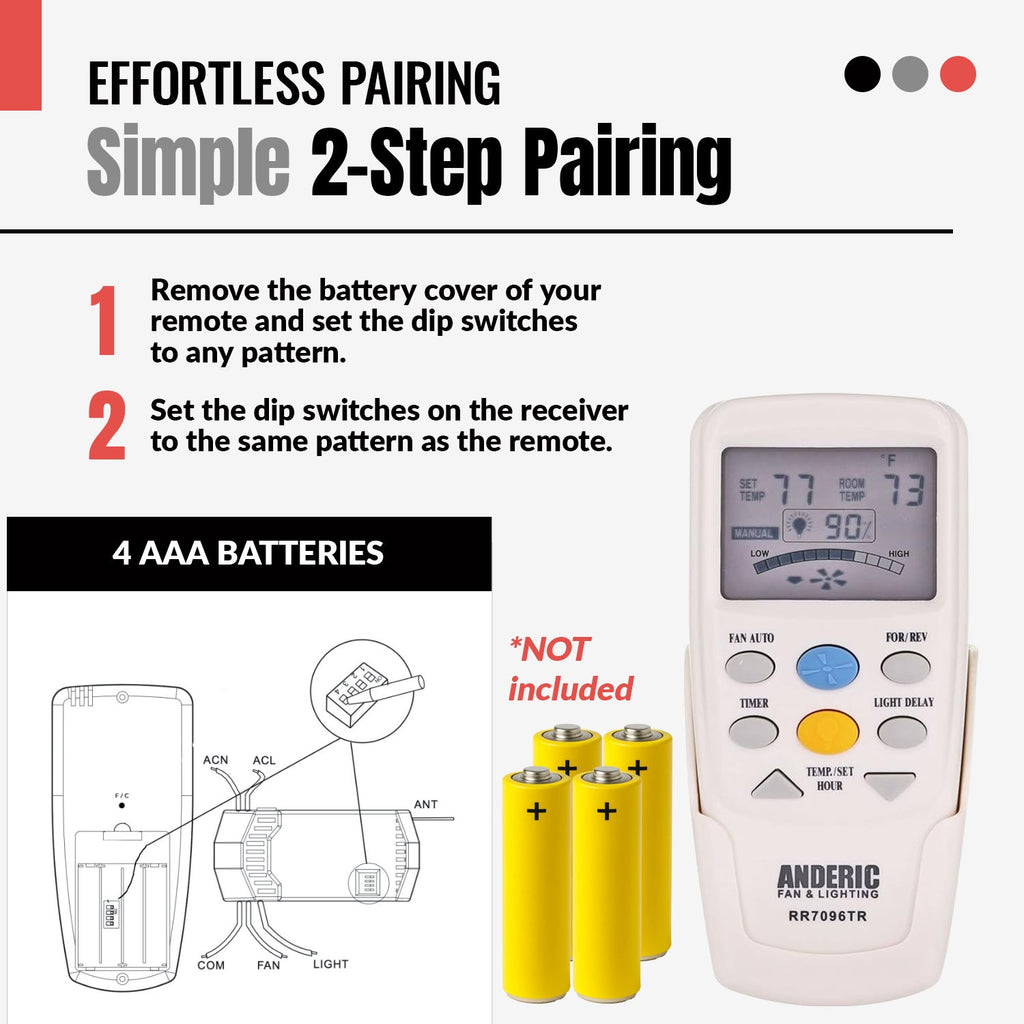 Anderic Thermostatic Ceiling Fan Remote Control