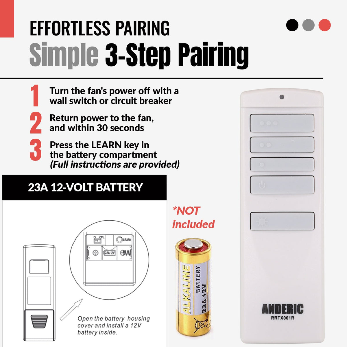 Anderic Ceiling Fan Remote Control