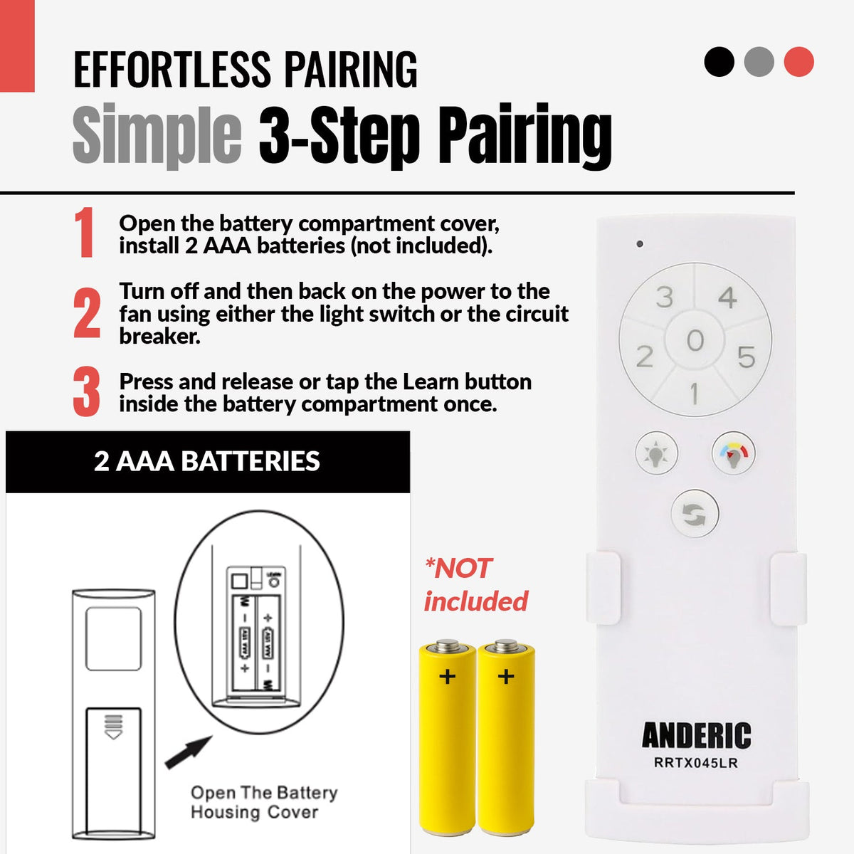 Anderic Ceiling Fan Remote Control