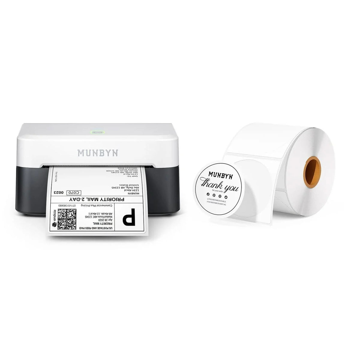 MUNBYN Thermal Label Printer and Label Bundle