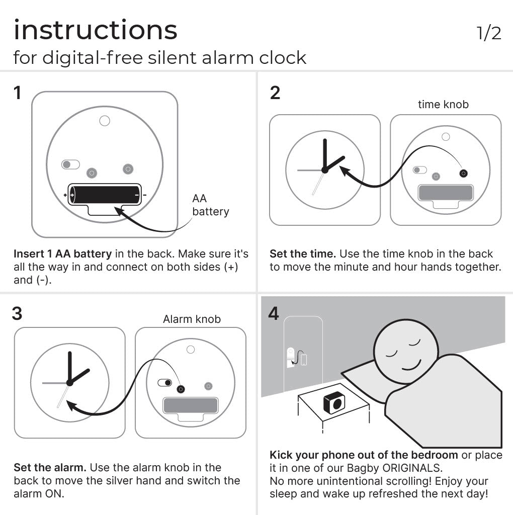 Bagby Silent Analog Alarm Clock