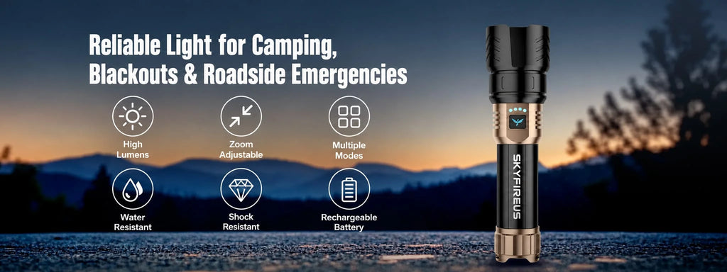 SKYFIRE Flashlight Store Rechargeable Handheld Flashlight