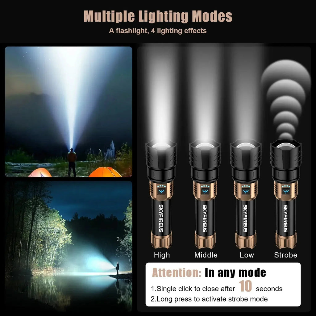 SKYFIRE Flashlight Store Rechargeable Handheld Flashlight