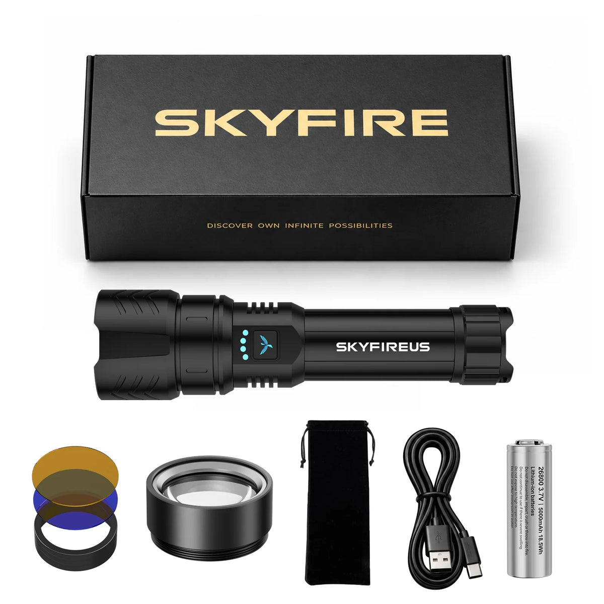 SKYFIRE Flashlight Store Rechargeable Handheld Flashlight