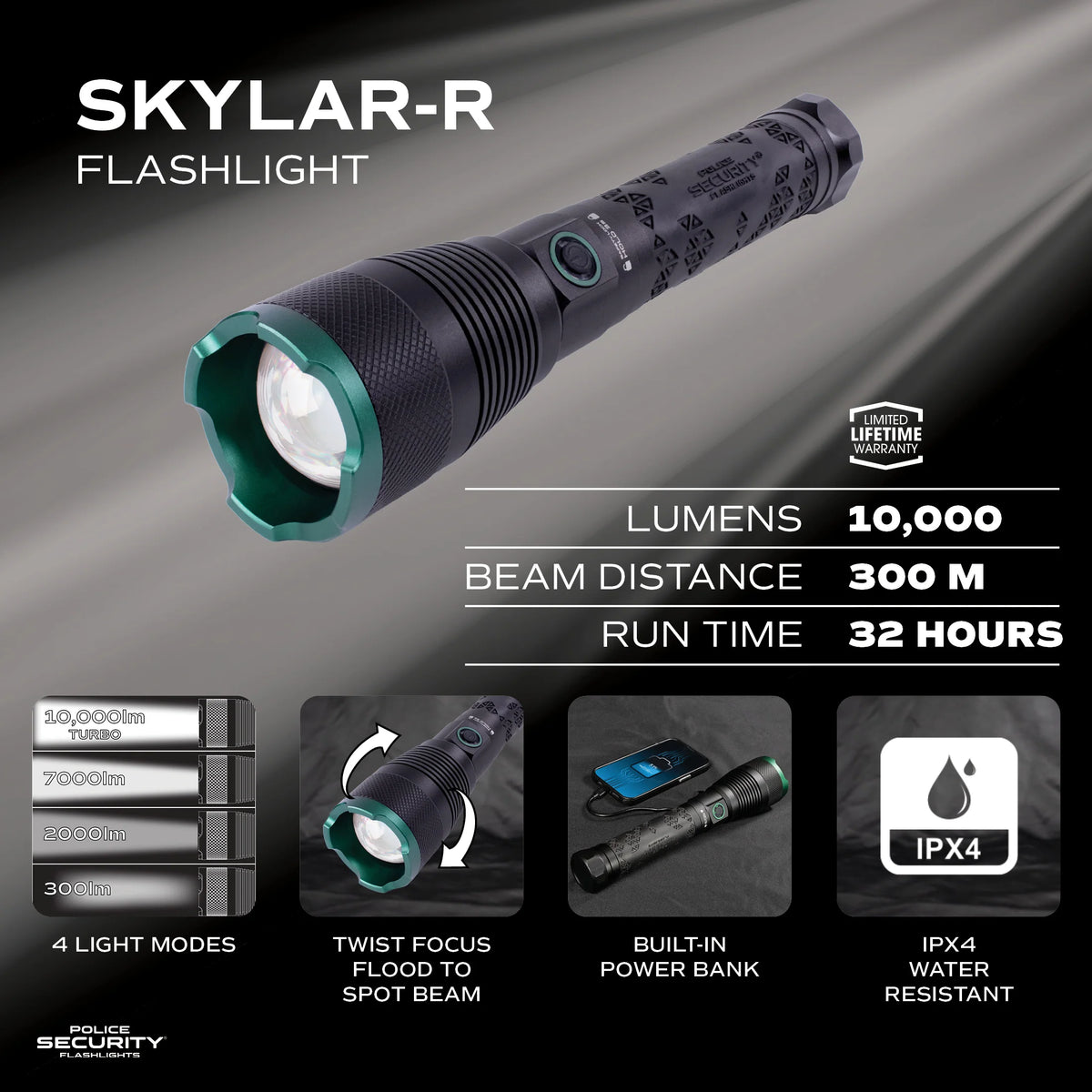 Police Security Flashlights Rechargeable Handheld Flashlight