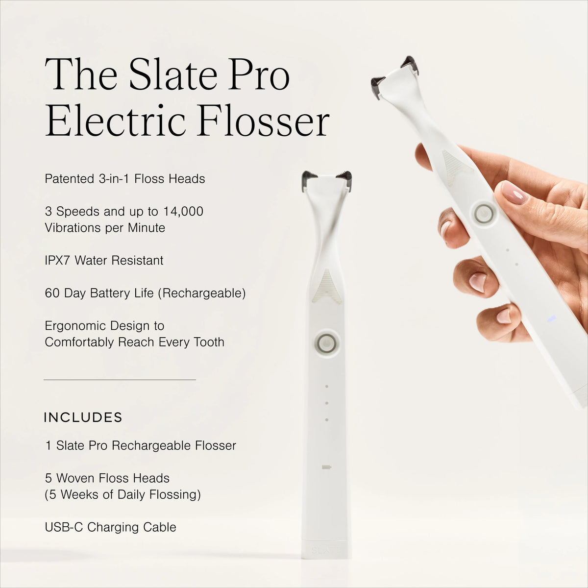 Slate Electric Flosser Rechargeable Electric Flosser