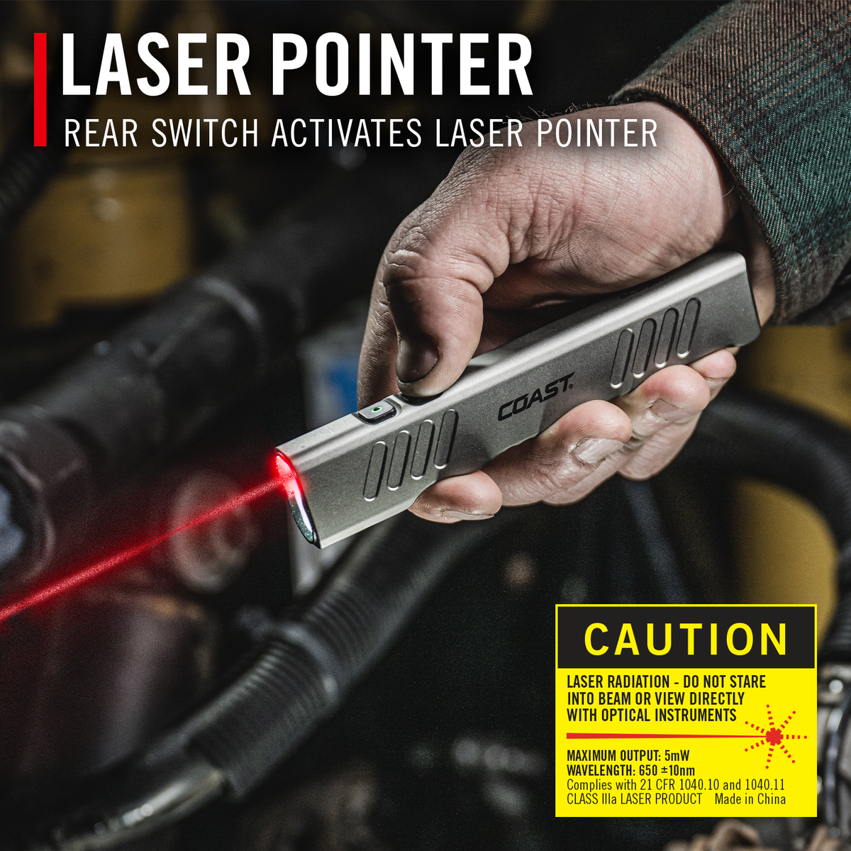 COAST Products Rechargeable Handheld Flashlight with Red Laser