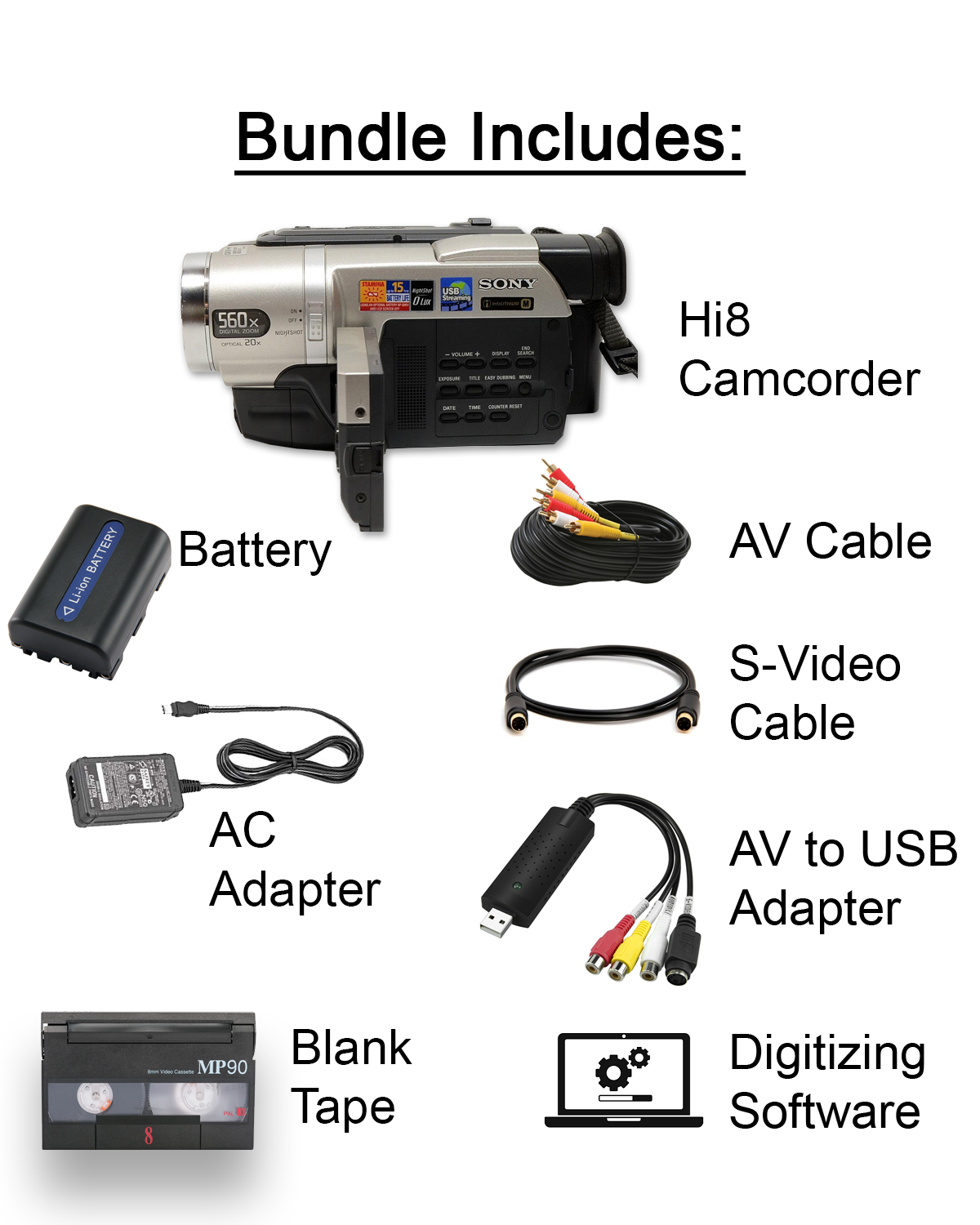 Tech Collector Hi8 and 8mm Camcorder Transfer Bundle