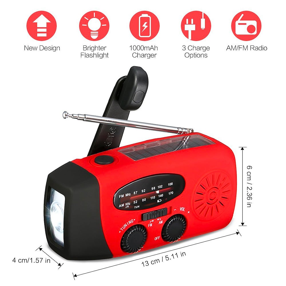 Stealth Angel Survival Emergency Weather Radio with Flashlight and Power Bank