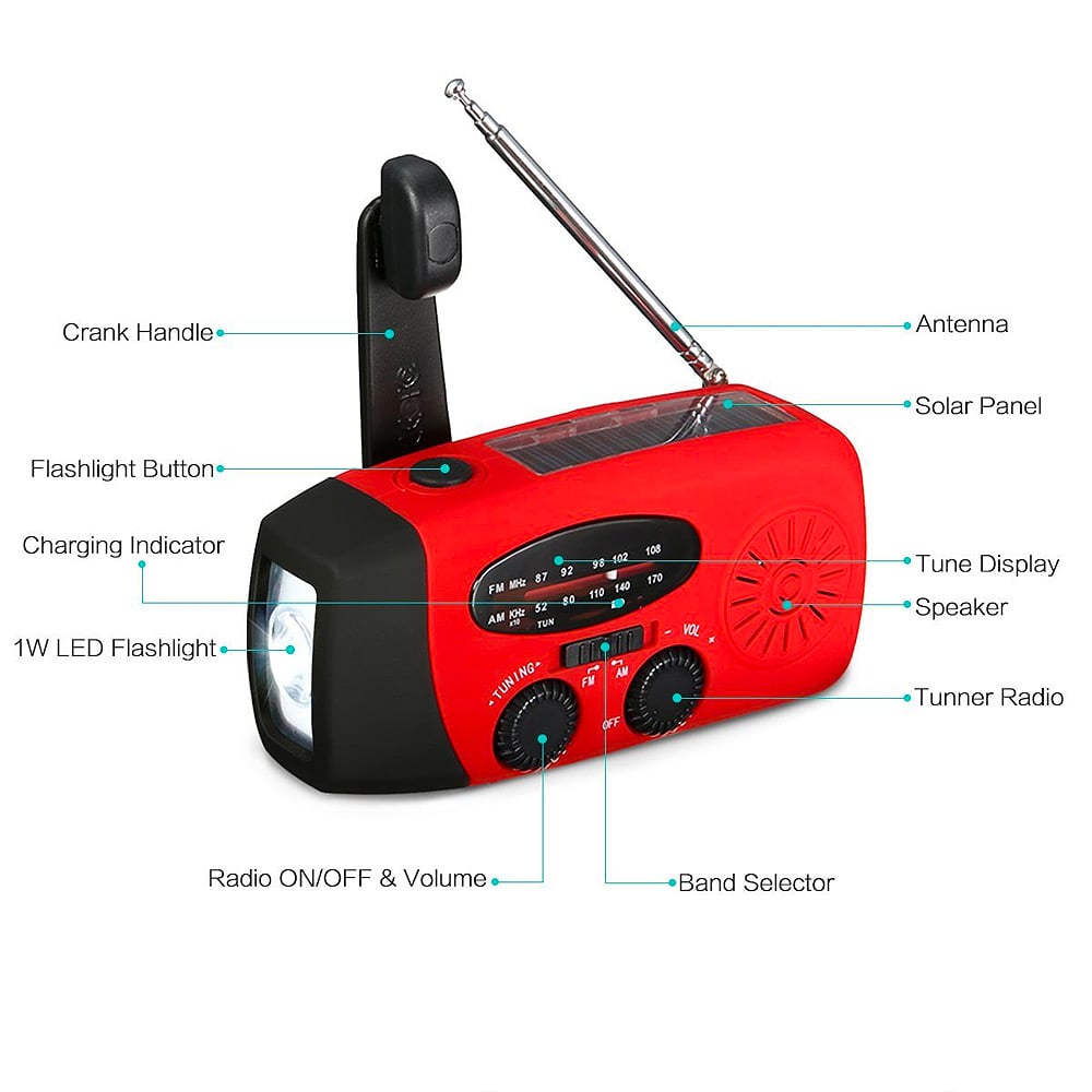 Stealth Angel Survival Emergency Weather Radio with Flashlight and Power Bank