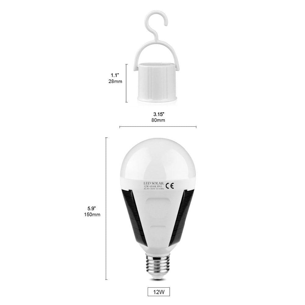 Stealth Angel Survival Solar Rechargeable 12W LED Light Bulb