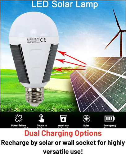 Stealth Angel Survival Solar Rechargeable 12W LED Light Bulb