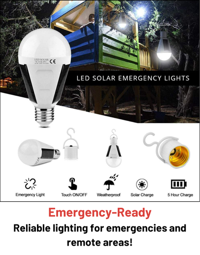 Stealth Angel Survival Solar Rechargeable 12W LED Light Bulb