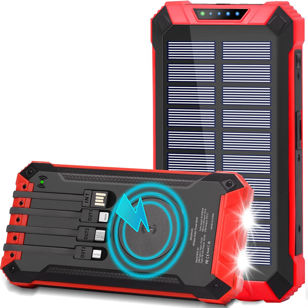 Stealth Angel Survival 20,000mAh Solar Power Bank with Built-In Cables