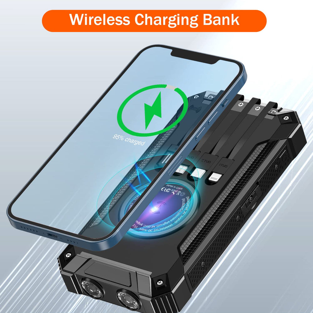 Stealth Angel Survival 20,000mAh Solar Power Bank with Built-In Cables