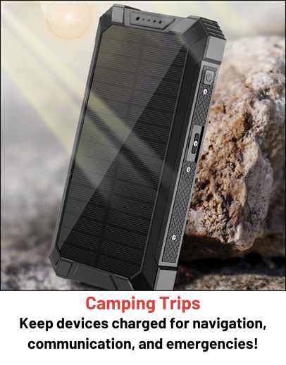 Stealth Angel Survival 20,000mAh Solar Power Bank with Built-In Cables