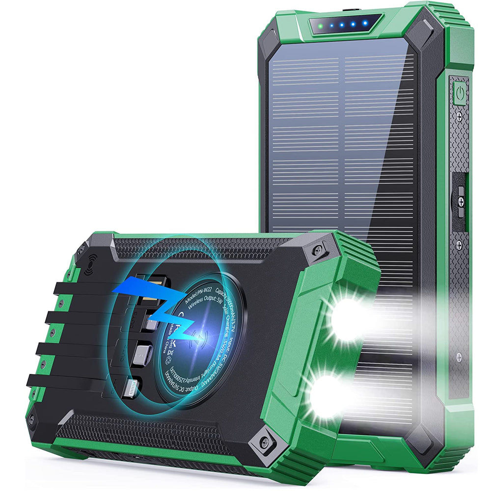 Stealth Angel Survival 20,000mAh Solar Power Bank with Built-In Cables