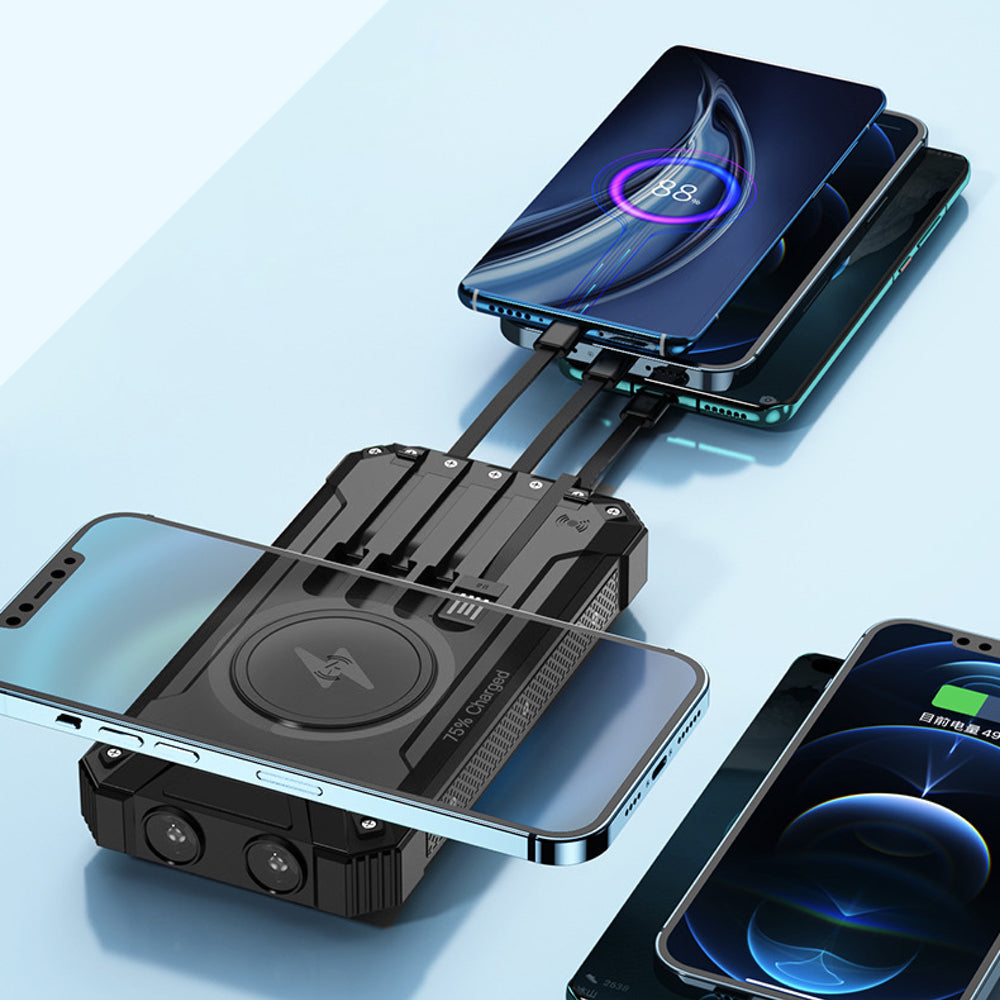Stealth Angel Survival 20,000mAh Solar Power Bank with Built-In Cables
