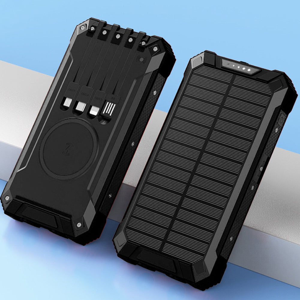 Stealth Angel Survival 20,000mAh Solar Power Bank with Built-In Cables