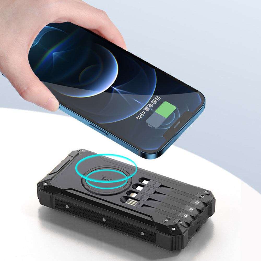 Stealth Angel Survival 20,000mAh Solar Power Bank with Built-In Cables