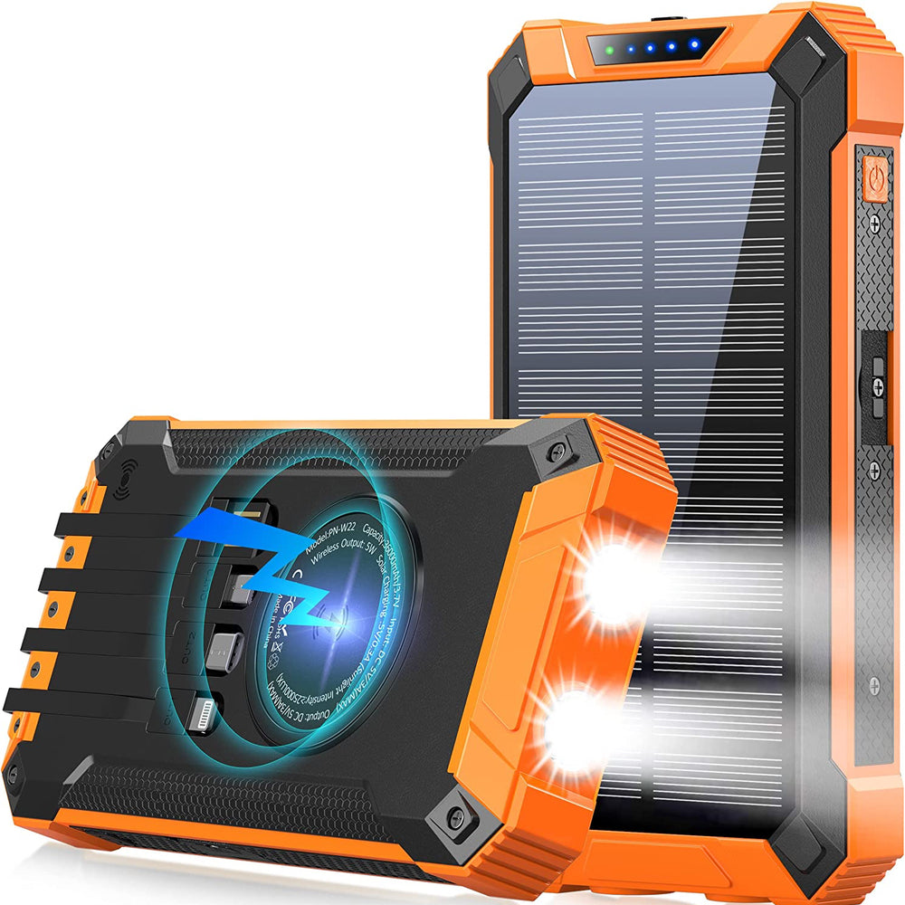 Stealth Angel Survival 20,000mAh Solar Power Bank with Built-In Cables