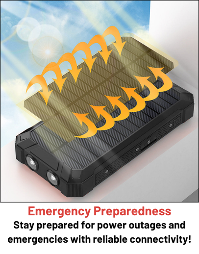 Stealth Angel Survival 20,000mAh Solar Power Bank with Built-In Cables