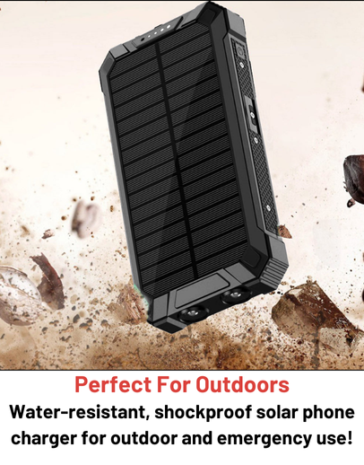 Stealth Angel Survival 20,000mAh Solar Power Bank with Built-In Cables