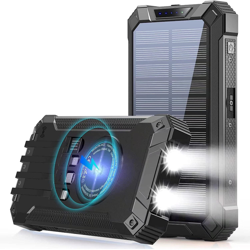 Stealth Angel Survival 20,000mAh Solar Power Bank with Built-In Cables