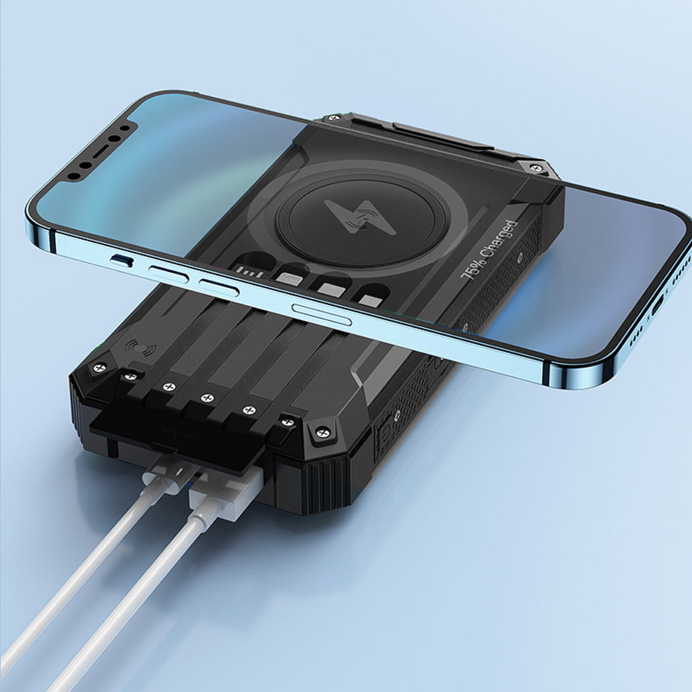 Stealth Angel Survival 20,000mAh Solar Power Bank with Built-In Cables