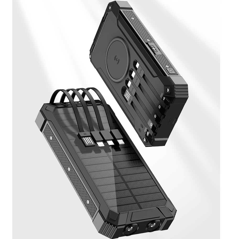 Stealth Angel Survival 20,000mAh Solar Power Bank with Built-In Cables