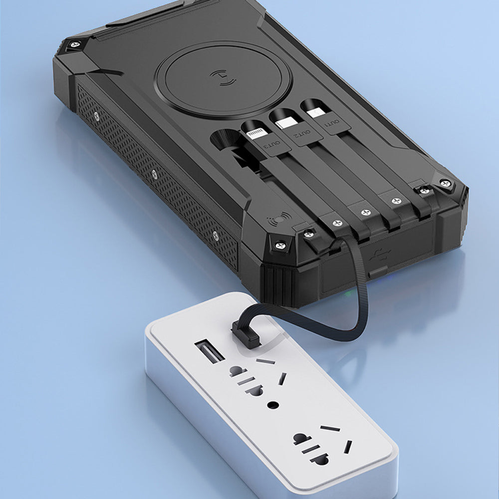 Stealth Angel Survival 20,000mAh Solar Power Bank with Built-In Cables